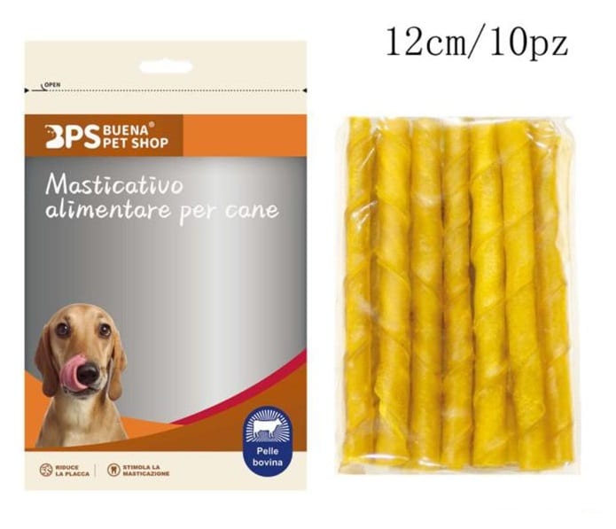Bastoncini masticabili per cani in pelle bovina - 12 cm, 10 pezzi