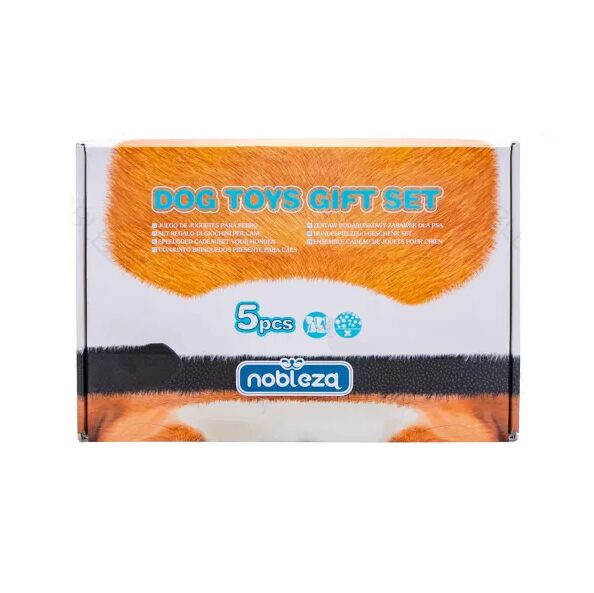Scatola regalo di giocattoli per cani Nobleza, set da 5 pezzi con palline e corde