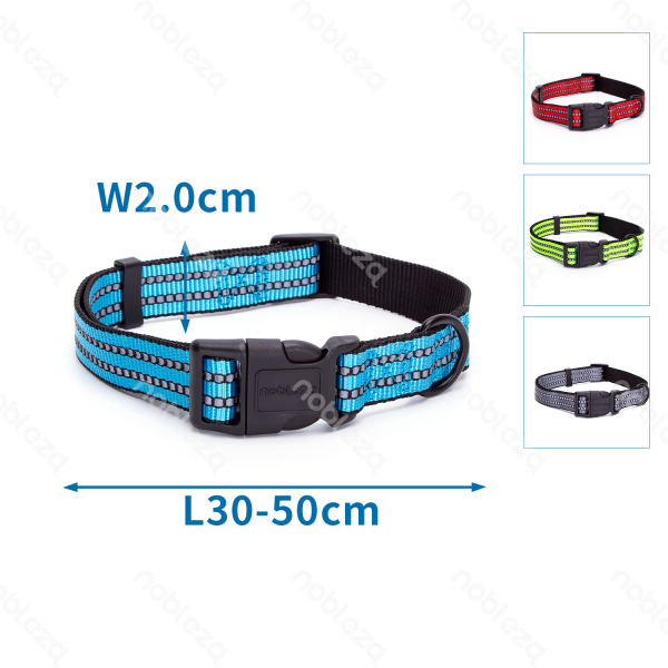 Collare riflettente blu regolabile da 30 a 50 cm per cani