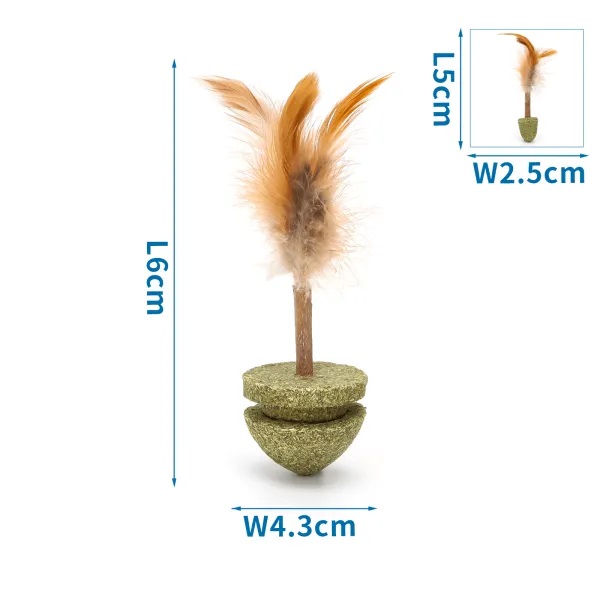 Giocattolo per Gatti con Erba Gatta e Piume - 6 cm x 4.3 cm - immagine 2
