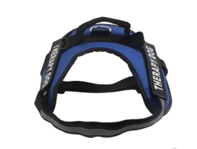Pettorina blu per cani con scritta 'Therapy Dog