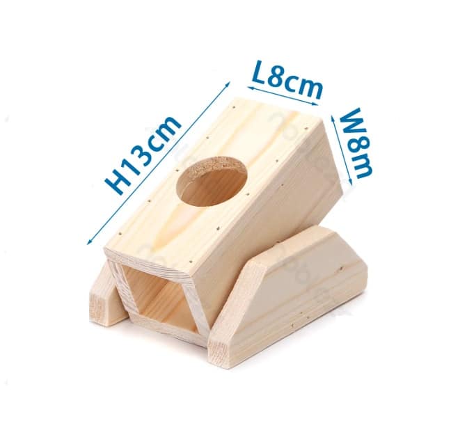 Casetta in legno per criceti - rifugio ecologico e robusto, dimensioni 8x8x13 cm