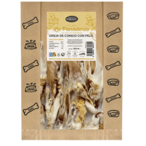 Orecchie di coniglio cane pelose in sacchetto paperbag da 150 g, snack naturale essiccato all&rsquo;aria