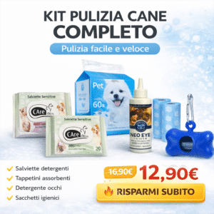 Kit igiene cane completo con tappetini salviette detergenti e accessori pulizia