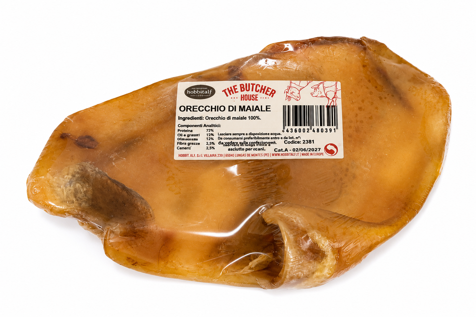 Hobbitalf orecchio di maiale naturale per cani
